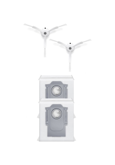 Roborock Qrevo Plus Uyumlu 2 Adet Beyaz Yan Fırça 2 Adet Toz Torbası