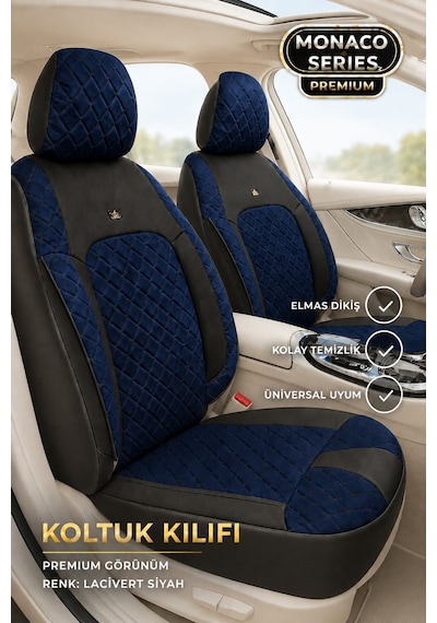 Audi Q7 2006-2015 Uyumlu Monaco Serisi Lacivert Oto Koltuk Kılıfı