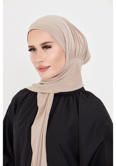 Hürrem Bone Bej Pratik Hazır Geçmeli Tesettür Bone Sandy Boyunluklu Çıtçıtlı 2505 12 Bej