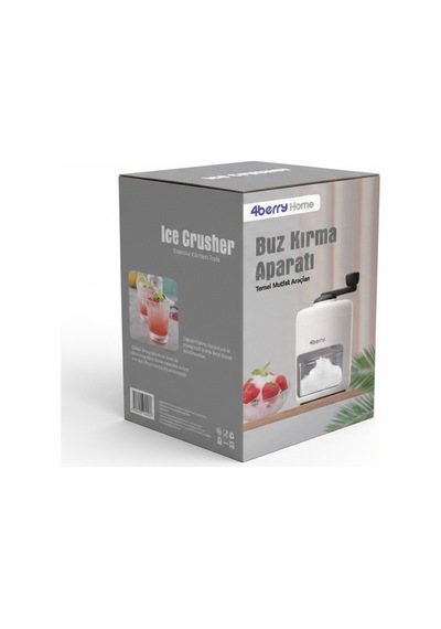 Manuel Buz Kırma Aparatı 500 Ml Hazneli, Kol Çevirmeli Ice Crusher, Slushie Ve Frozen İçecek Yapıcı Beyaz