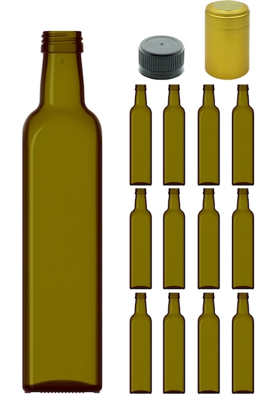 Afracam Maraska Yeşil 500 ML Cam Şişe Kapak Kapüşon 12 Adet