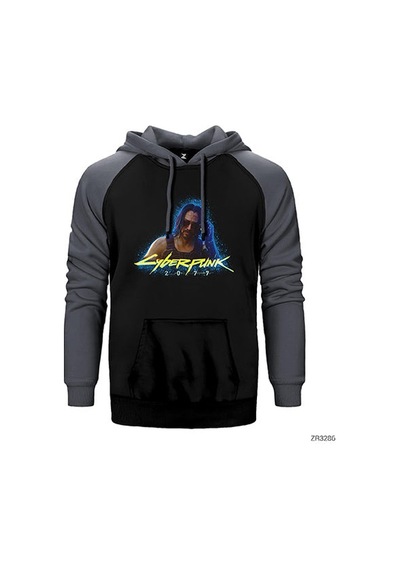 Cyberpunk 2077 Keanu Reeves Gri Renk Reglan Kol Sweatshirt / Hoodie