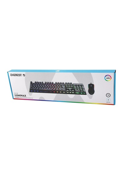 Siyah Gökkuşağı Işıklı Usb Kablolu Oyuncu Klavye - Mouse Set 5047