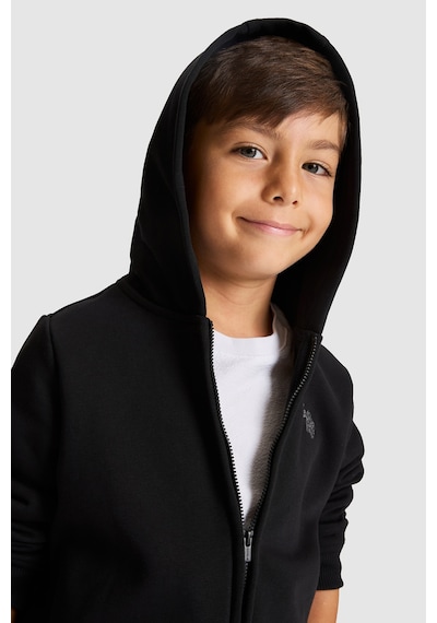 U.S. Polo Assn. Erkek Çocuk Siyah Kapüşonlu Fermuarlı Sweatshirt 50331749-vr046