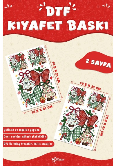 Yılbaşı Süsleri Kumaş Baskı Yapılabilen Özel Tasarım Ütü Ile Yapışan Tekstil Dtf Baskı Görseli Çok Renkli