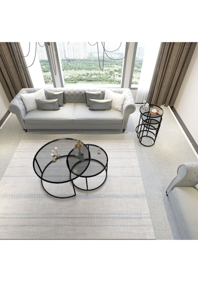 Dekopratik Tokyo İkili Orta Sehpa 60 CM & Alya Üçlü Zigon Sehpa Takımı Metal Füme Camlı Dekopratik Tokyo İkili Orta Sehpa 60 CM & Alya Üçlü Zigon Sehpa Takımı Metal Füme Camlı