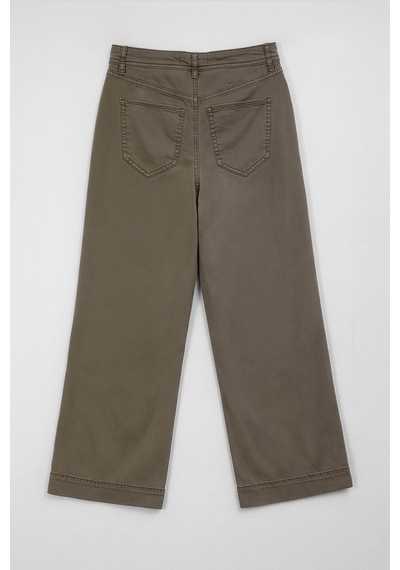 Kadın Kahverengi Yüksek Bel İnce Rahat Wide Leg Jean Pantolon
