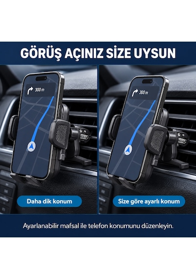 Dexxony Hp-a14 Mandallı Araç İçi Havalandırma Telefon Tutucu, Ayarlanabilir Abs Plastik Siyah