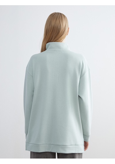 Lcw Everyday Yeşil Dik Yaka Kadın Sweatshirt Tunik