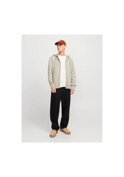 Jack & Jones Jack&jones 12265177 Jjecorp Logo Sweat Zıp Hood Moonbeam Sweat Bej