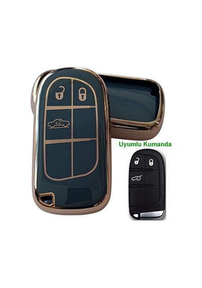 Egea Cross 500 Jeep Dodge Chrysler Uyumlu Smart Kumanda Anahtar Kılıfı Oto Anahtarlık Turkuaz Gold