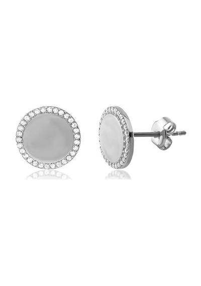 Oval Gümüş Taşlı  Küpe