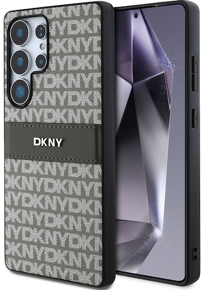 Galaxy Uyumlu S25 Ultra Kılıf Dkny Lisanslı Kartlıklı 3d Yazılı Repeat Texture Pattern Kapak Kahverengi