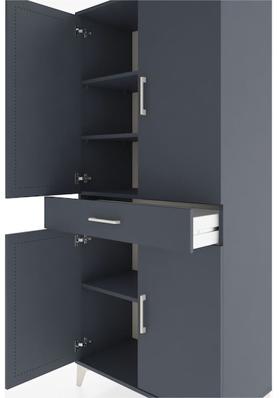 Hyperion Dolap 4 Raflı Tek Çekmeceli 4 Kapaklı 88x44x195 Antr... Antrasit