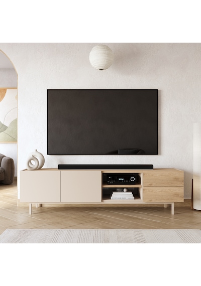 Robin Home Luka Tv Ünitesi Sehpası 2 Kapaklı 2 Çekmeceli Ahşap Ayaklı 180cm Kumsal-sepet Bej Robin Home Luka Tv Ünitesi Sehpası 2 Kapaklı 2 Çekmeceli Ahşap Ayaklı 180cm Kumsal-sepet Bej