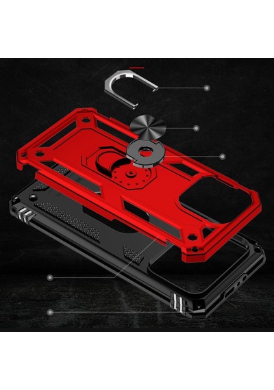 Apple Uyumlu iPhone 15 Pro Max Kılıf Yüzüklü Zırh Tank Vega