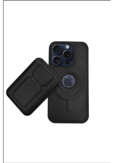 Magnetic Luxury Case + Mıknatıslı Cüzdan Apple Uyumlu iPhone 14 Pro Max Siyah Siyah