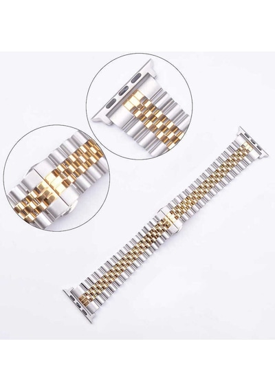 Watch 42mm Uyumlu Krd-36 Metal Prl Kordon Gümüş-siyah
