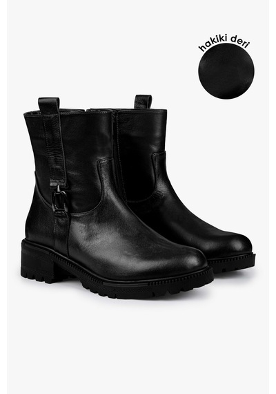 Shoeberry Kadın Raze Siyah Hakiki Deri Nubuk Bot
