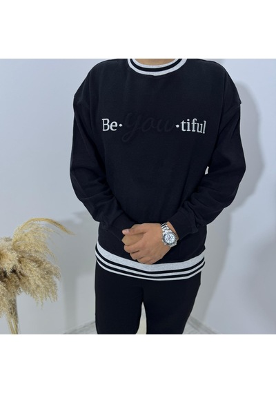 Highlander Be-you-tiful Nakışlı Selanık Kumaş Sweatshirt Lacivert