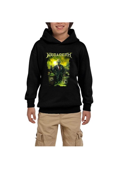 Zepplin Giyim Megadeth Waste Profit Siyah Çocuk Kapşonlu Sweatshirt