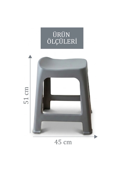 İronika 6'lı Plastik Kavisli İstiflenebilen Ortopedik Rahat Tabure - Gri