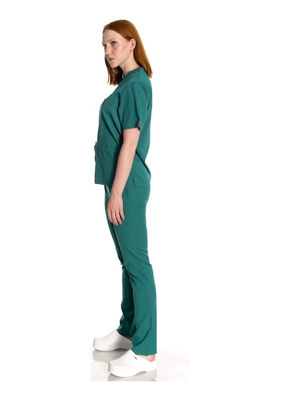 Unisex Likralı Koyu Yeşil Scrubs