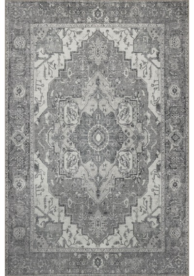 Artloop Stonart Eskitme Vintage Desenli Açık Gri Otantik Yıkanabilir Şönil Halı Al 450