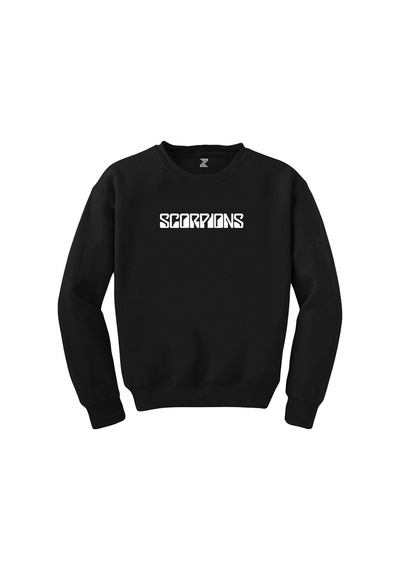 Scorpions Logo Yazı Siyah Sweatshirt Beyaz