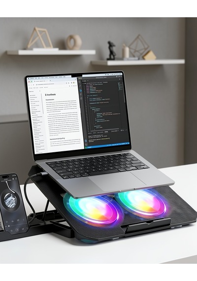 Laptop Soğutucu İki Fanlı Rgb Aydınlatmalı