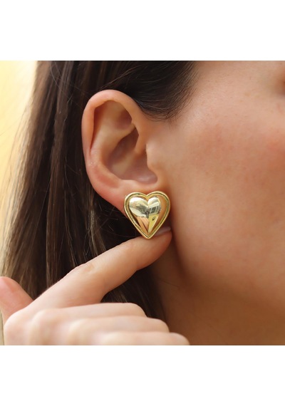 Kalp Bombshell Gold Kaplama Gümüş Küpe Gümüş