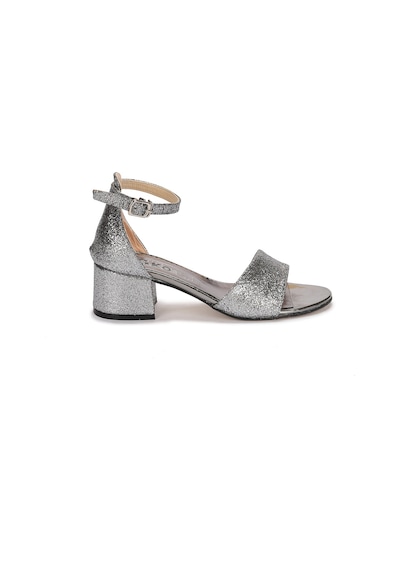 Kiko Kids 769 Kum Simli Günlük Kız Çocuk 4 Cm Topuklu Sandalet Ayakkabı Platin 001
