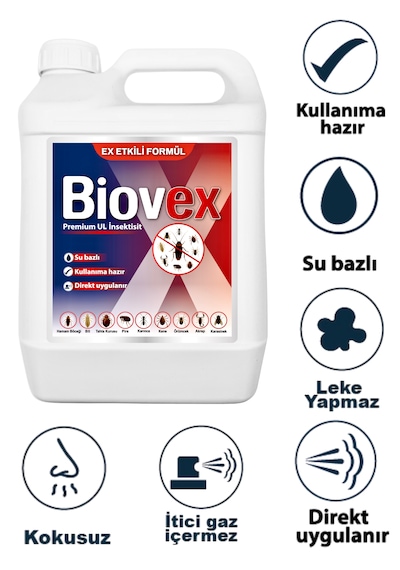 Biovex Premium Ul Haşere Hamam , Tahta Kurusu, Karınca, Kene, Karasinek, Akrep, Bit, Pire, Örümcek 5 Litre