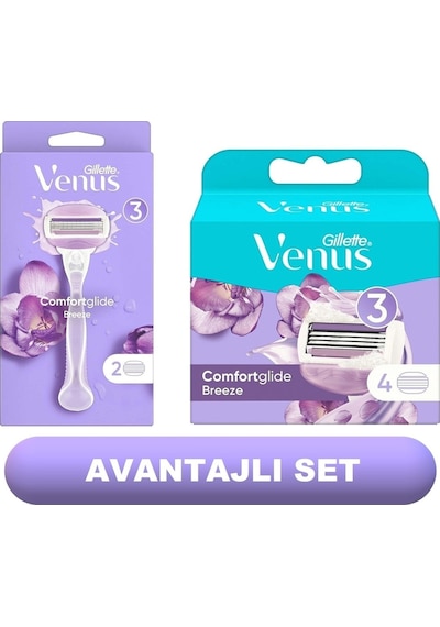 Gillette Venus Comfortglide Breeze Tıraş Makinesi + 6 Yedek Tıraş Bıçağı