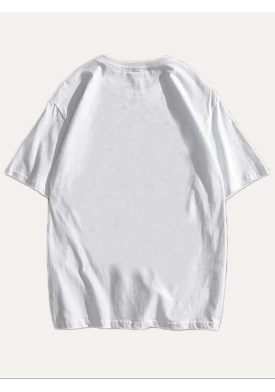 Flood Of Style Unisex Beyaz Einstein Baskılı Oversize Tişört