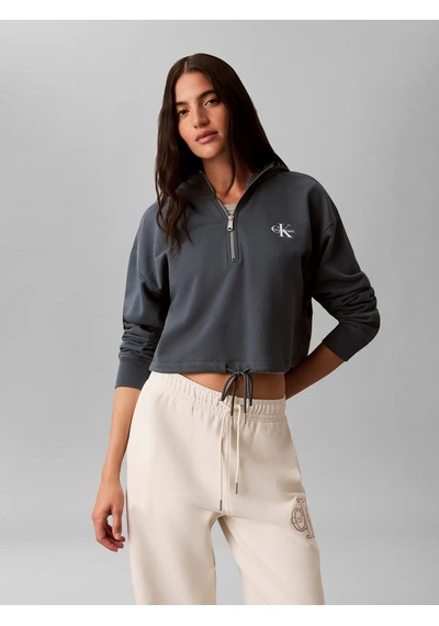 Calvin Klein Ls Monologo Terry Cr, Ceg Gri Kadın Ceket