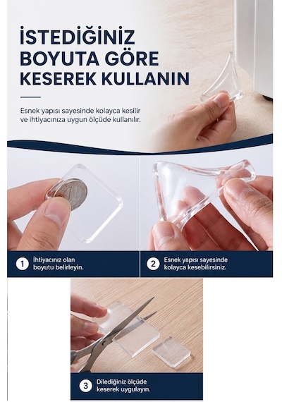4'lü Silikon Halı Kaydırmaz Ped Köşe Sabitleyici Zemin Koruyucu Kayma Önleyici