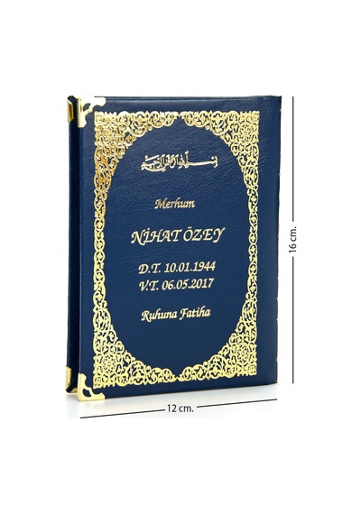 50 Adet - Isim Baskılı Ciltli Yasin Kitabı - Çanta Boy - Lacivert