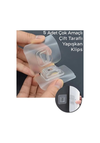 5 Adet Çift Taraflı Yapışkanlı Eşya Sabitleme Askısı Mıt1107 Plastik Turuncu Diğer