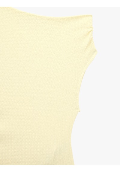 Koton Slim Fit Asimetrik Yaka Kolsuz Drapeli Bluz Sarı 6sal30200ık Koton Slim Fit Asimetrik Yaka Kolsuz Drapeli Bluz Sarı 6sal30200ık