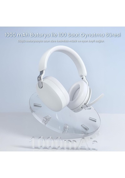 A500 Hybrid Anc 2.4ghz Kablosuz Ve Bluetooth 5.4 Aux Mikrofonlu Kulak Üstü Kulaklık Beyaz