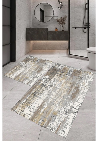 Eliana Home Dijital Baskı 2'li Banyo Paspas Takımı Lna5-fnl449 100x60 Ve 60x50 Cm Kahverengi