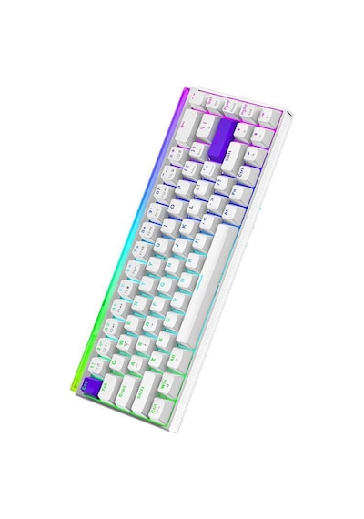 K68 Pro Kablolu Mekanik Oyuncu Klavyesi Hottswapp Red Switch Driverli Türkçe Q Gaming Beyaz Klavye.
