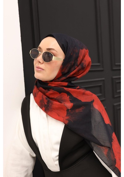 Silk Home Nariya Şal - 90006 - Siyah - Kırmızı