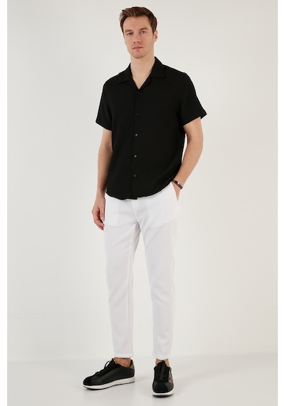 Buratti Apaş Yaka Kısa Kollu Regular Fit Erkek Gömlek Cf24S117842 Siyah