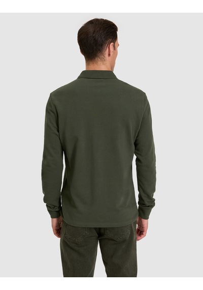 Pierre Cardin Koyu Yeşil Slim Fit %100 Pamuk Kıvrılmaz Fermuarlı Polo Yaka Basic Sweatshirt 50334013-vr079