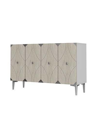 Ka1297bts Alfa Konsol Ve Tv Sehpası Beyaz-traverten-silver 120cm