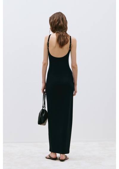 Suud Collection Siyah Rae Askılı Basic Elbise