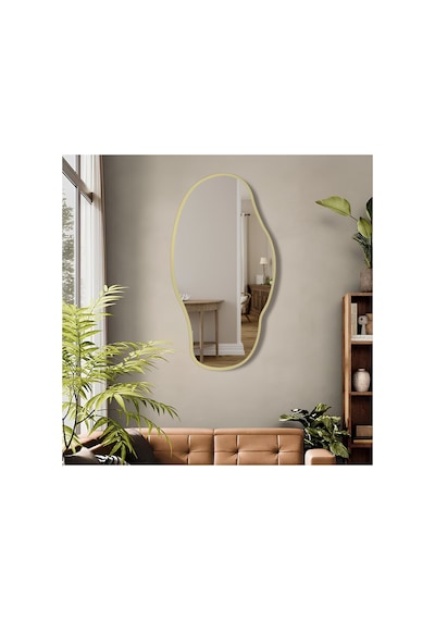 Ant Home Asimetrik Ayna, Konsol Aynası, Dresuar Aynası, Tuvalet Aynası, Boy Aynası 120x65 Cm Gold