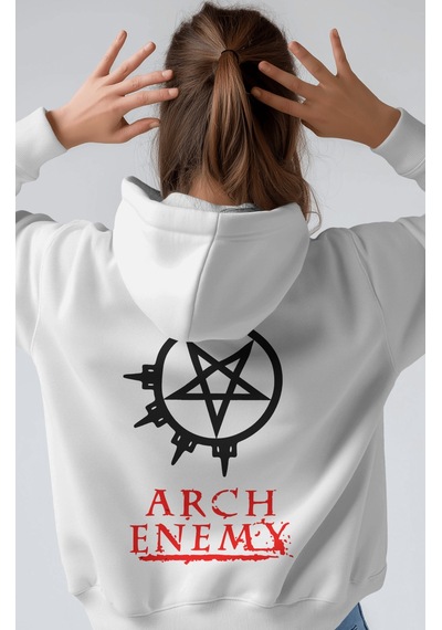 Sevbano Arch Enemy Rock Metal Müzik Grubu Sırt Baskılı Unisex Oversize Pr beyaz